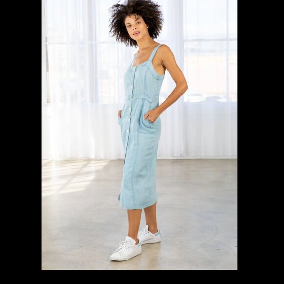 NWT | Celine Button Front Midi Dress | Medium - Picture 3 of 6